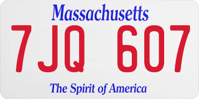MA license plate 7JQ607