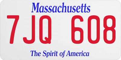 MA license plate 7JQ608