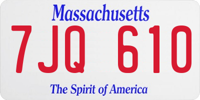 MA license plate 7JQ610