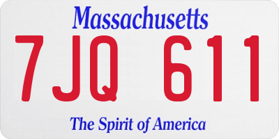 MA license plate 7JQ611