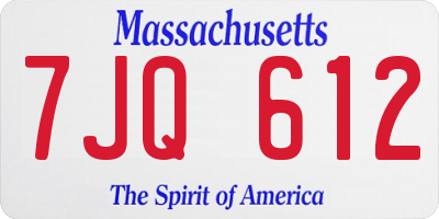MA license plate 7JQ612
