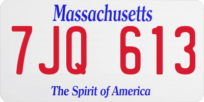 MA license plate 7JQ613
