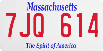 MA license plate 7JQ614