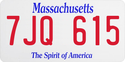 MA license plate 7JQ615