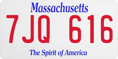 MA license plate 7JQ616