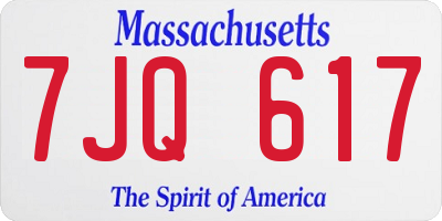 MA license plate 7JQ617