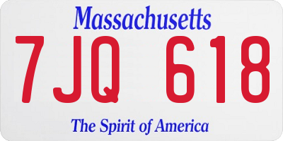 MA license plate 7JQ618