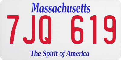 MA license plate 7JQ619