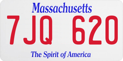 MA license plate 7JQ620