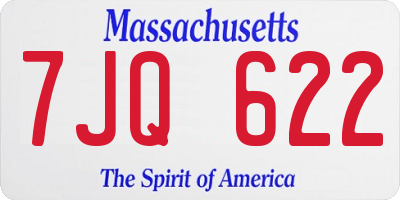MA license plate 7JQ622
