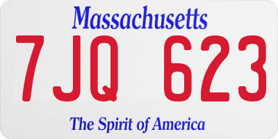 MA license plate 7JQ623