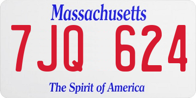 MA license plate 7JQ624