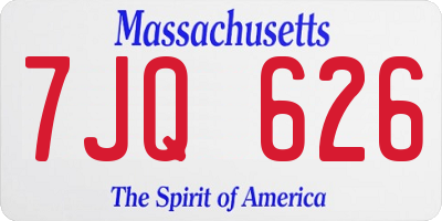 MA license plate 7JQ626