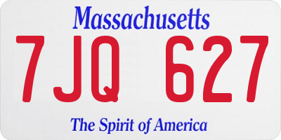 MA license plate 7JQ627