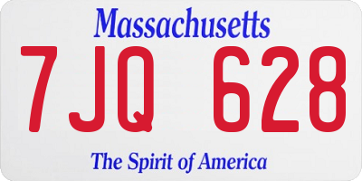 MA license plate 7JQ628