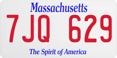 MA license plate 7JQ629