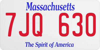 MA license plate 7JQ630