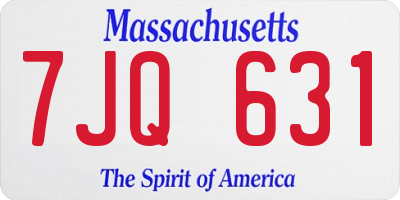 MA license plate 7JQ631