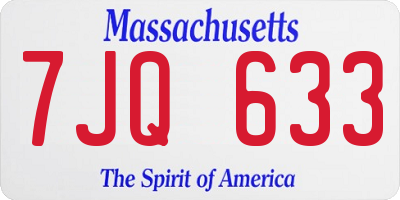 MA license plate 7JQ633