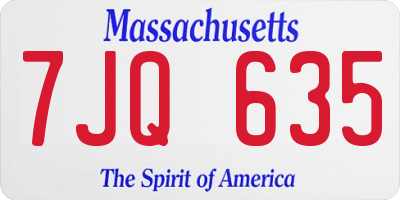 MA license plate 7JQ635