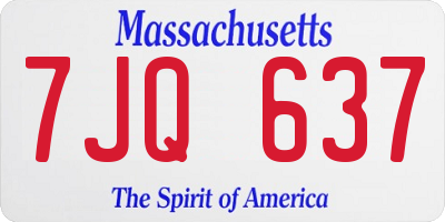 MA license plate 7JQ637
