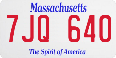 MA license plate 7JQ640