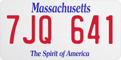 MA license plate 7JQ641