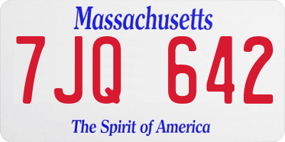 MA license plate 7JQ642