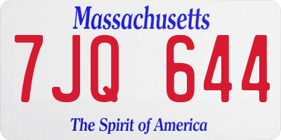 MA license plate 7JQ644