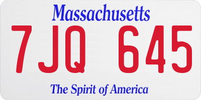 MA license plate 7JQ645