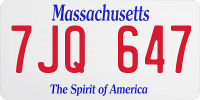 MA license plate 7JQ647