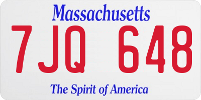 MA license plate 7JQ648