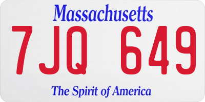 MA license plate 7JQ649