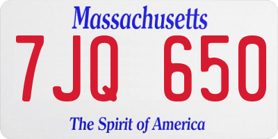 MA license plate 7JQ650