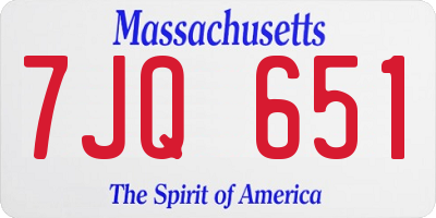 MA license plate 7JQ651