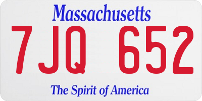 MA license plate 7JQ652