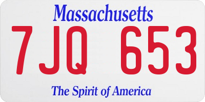 MA license plate 7JQ653