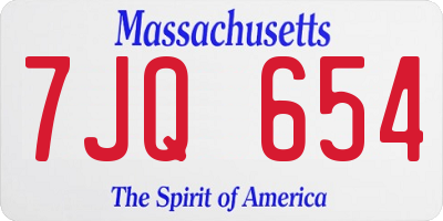 MA license plate 7JQ654