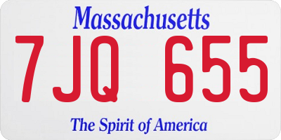 MA license plate 7JQ655
