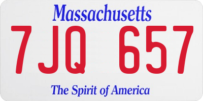 MA license plate 7JQ657