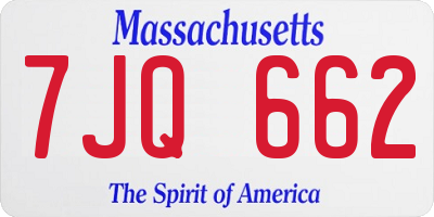 MA license plate 7JQ662