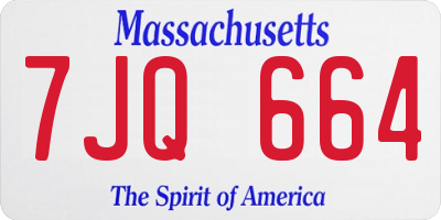 MA license plate 7JQ664