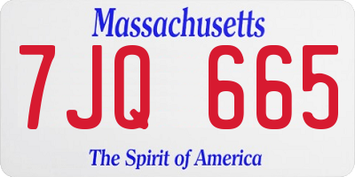 MA license plate 7JQ665