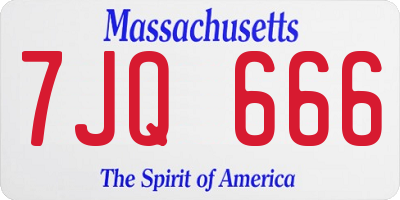 MA license plate 7JQ666