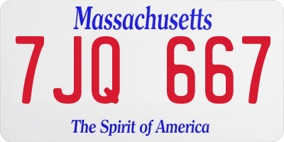 MA license plate 7JQ667