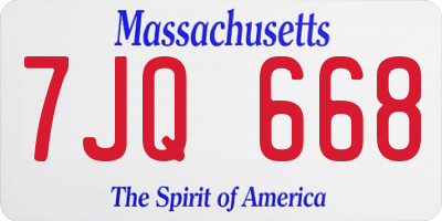 MA license plate 7JQ668
