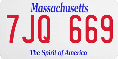 MA license plate 7JQ669