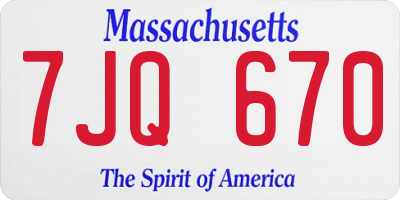 MA license plate 7JQ670