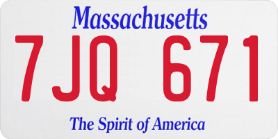 MA license plate 7JQ671
