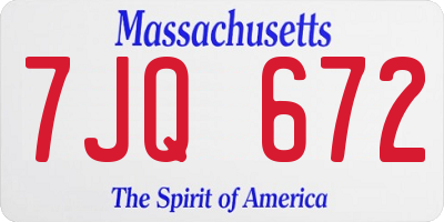 MA license plate 7JQ672